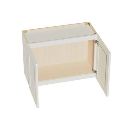 TW-W3021: Creamy White Shaker 30"W x 21"H 2 Doors Standard Wall Bridge Cabinet