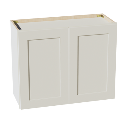 TW-W3024: Creamy White Shaker 30"W x 24"H 2 Doors Standard Wall Bridge Cabinet