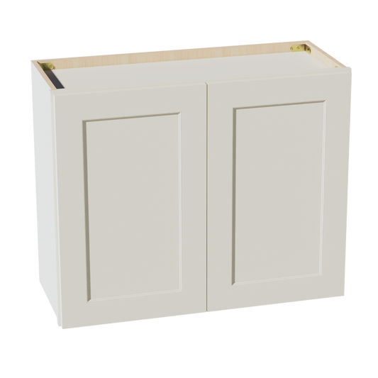 TW-W3024: Creamy White Shaker 30"W x 24"H 2 Doors Standard Wall Bridge Cabinet