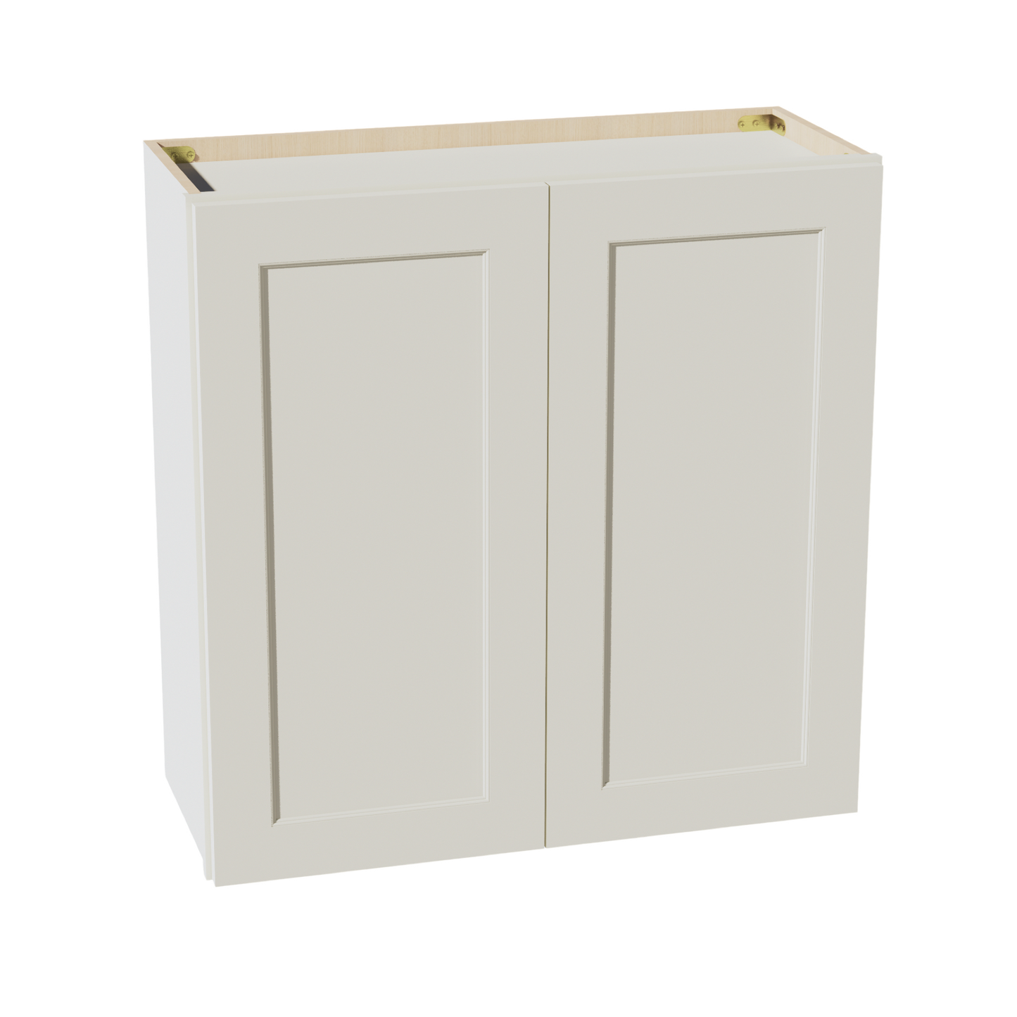 TW-W3030: Creamy White Shaker 30"W x 30"H 2 Doors & 2 Shelves Standard Wall Cabinet