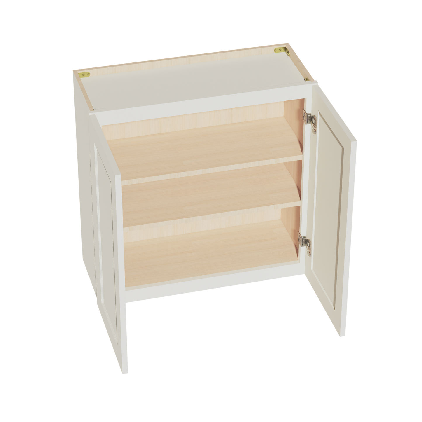 TW-W3030: Creamy White Shaker 30"W x 30"H 2 Doors & 2 Shelves Standard Wall Cabinet