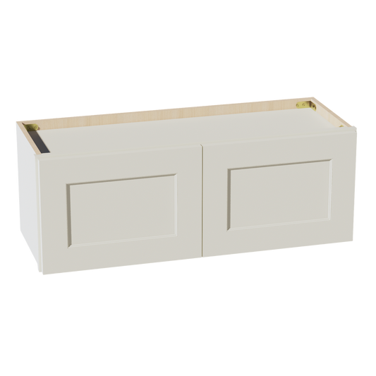 TW-W3312: Creamy White Shaker 33"W x 12"H 2 Doors Standard Wall Bridge Cabinet