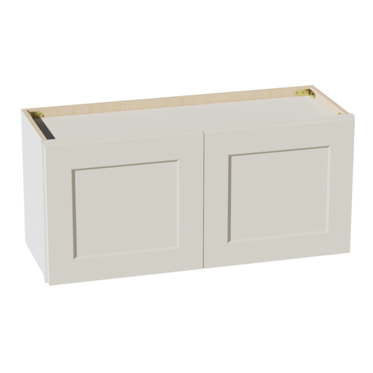 TW-W3315: Creamy White Shaker 33"W x 15"H 2 Doors Standard Wall Bridge Cabinet
