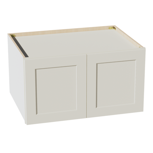 TW-W331824: Creamy White Shaker 33"W x 18"H x 24"D 2 Doors Standard Bridge Wall Cabinet