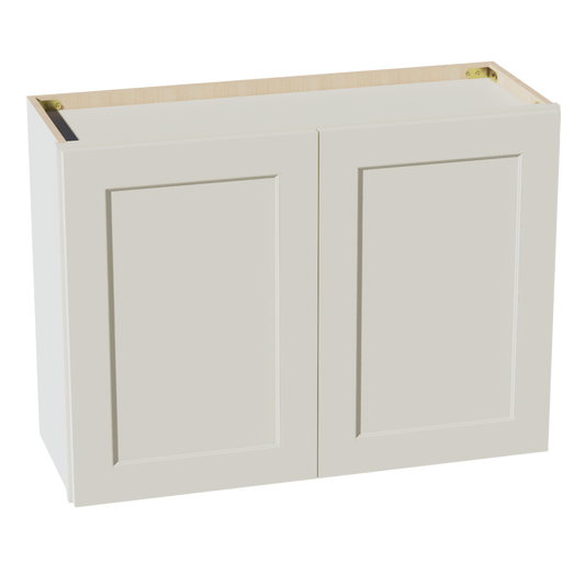 TW-W3324: Creamy White Shaker 33"W x 24"H 2 Doors Standard Wall Bridge Cabinet