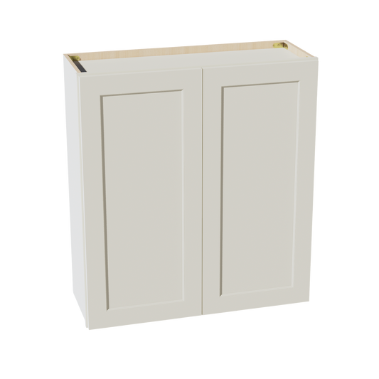 TW-W3336: Creamy White Shaker 33"W x 36"H 2 Doors & 2 Shelves Standard Wall Cabinet