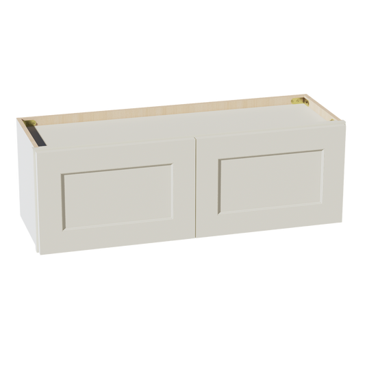 TW-W3612: Creamy White Shaker 36"W x 12"H 2 Doors Standard Wall Bridge Cabinet