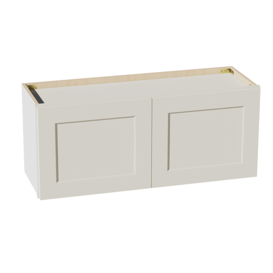 TW-W3615: Creamy White Shaker 36"W x 15"H 2 Doors Standard Wall Bridge Cabinet