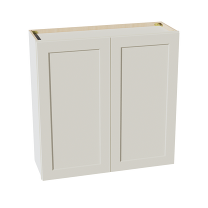 TW-W3636: Creamy White Shaker 36"W x 36"H 2 Doors & 2 Shelves Standard Wall Cabinet