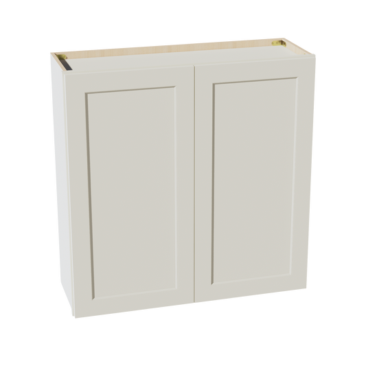 TW-W3636: Creamy White Shaker 36"W x 36"H 2 Doors & 2 Shelves Standard Wall Cabinet