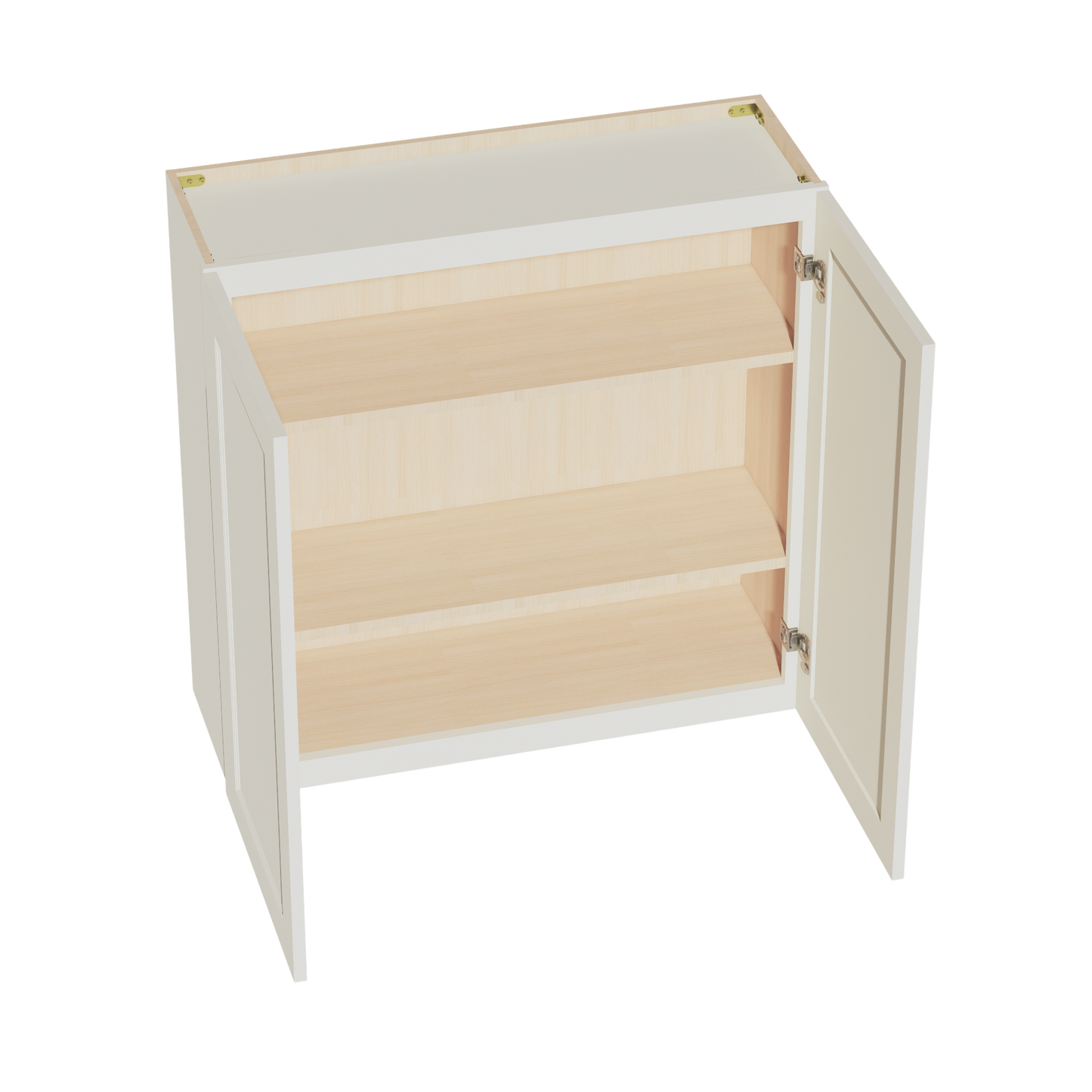 TW-W3636: Creamy White Shaker 36"W x 36"H 2 Doors & 2 Shelves Standard Wall Cabinet