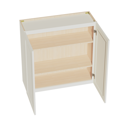 TW-W3636: Creamy White Shaker 36"W x 36"H 2 Doors & 2 Shelves Standard Wall Cabinet