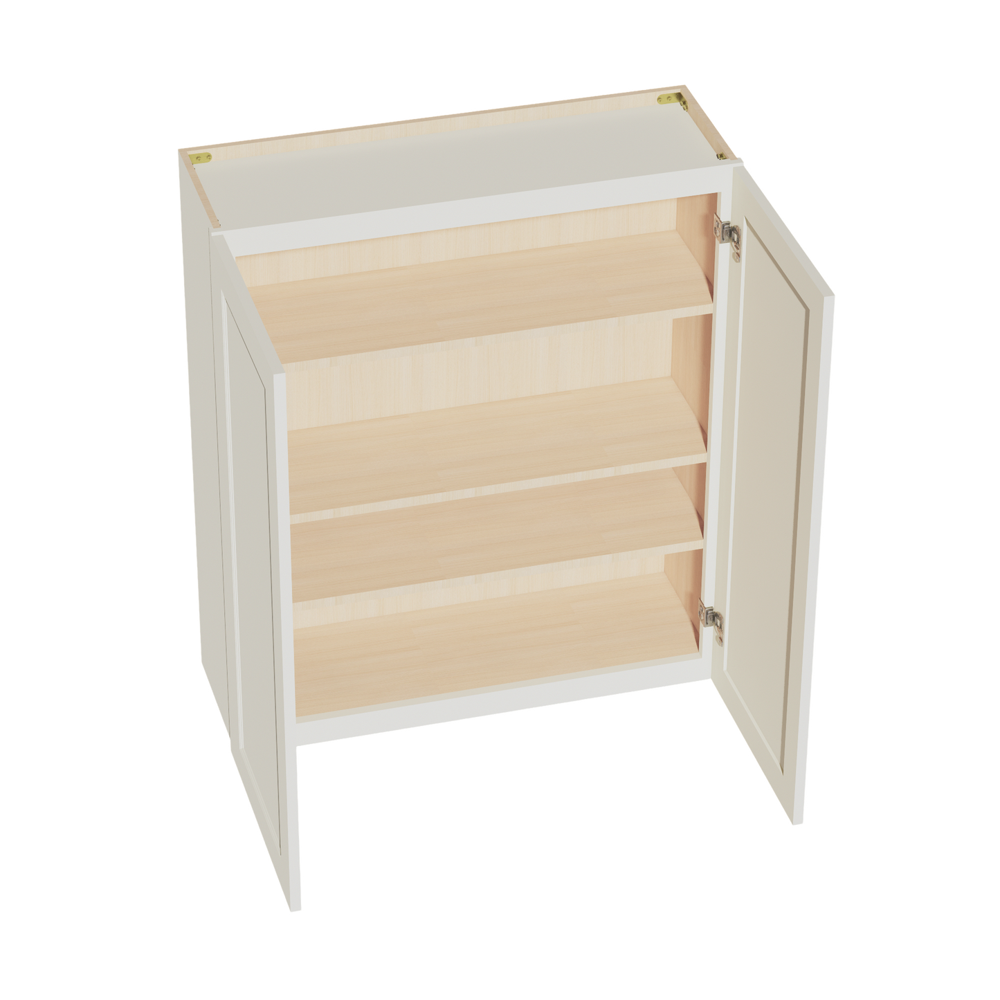 TW-W3642: Creamy White Shaker 36"W x 42"H 2 Doors & 3 Shelves Standard Wall Cabinet