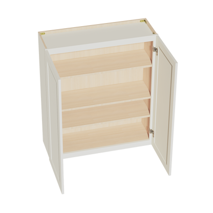 TW-W3642: Creamy White Shaker 36"W x 42"H 2 Doors & 3 Shelves Standard Wall Cabinet