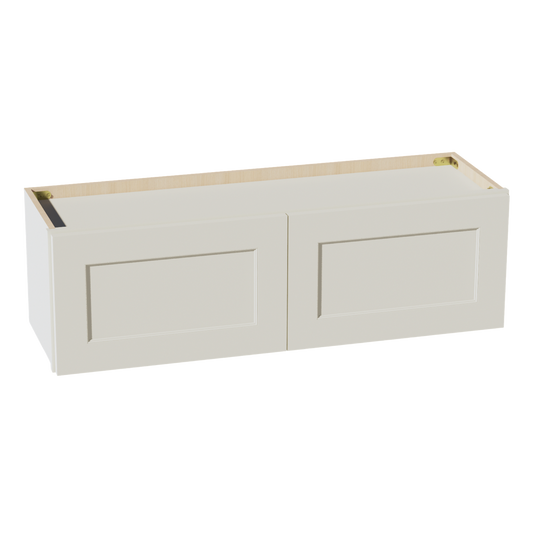 TW-W3912: Creamy White Shaker 39"W x 12"H 2 Doors Standard Wall Bridge Cabinet