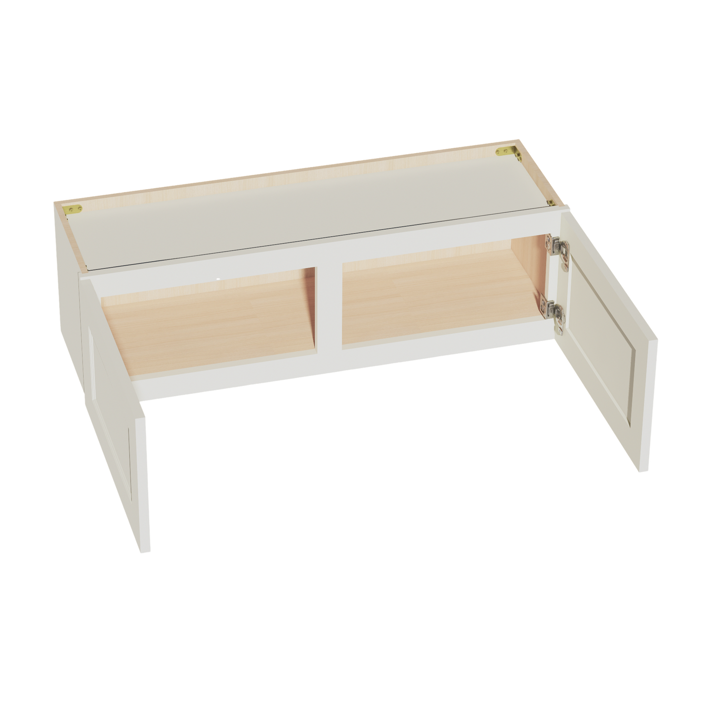 TW-W3912: Creamy White Shaker 39"W x 12"H 2 Doors Standard Wall Bridge Cabinet