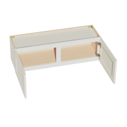 TW-W3912: Creamy White Shaker 39"W x 12"H 2 Doors Standard Wall Bridge Cabinet