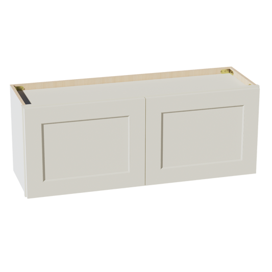 TW-W3915: Creamy White Shaker 39"W x 15"H 2 Doors Standard Wall Bridge Cabinet