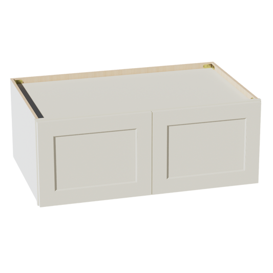 TW-W391524: Creamy White Shaker 39"W x 15"H x 24"D 2 Doors Standard Bridge Wall Cabinet