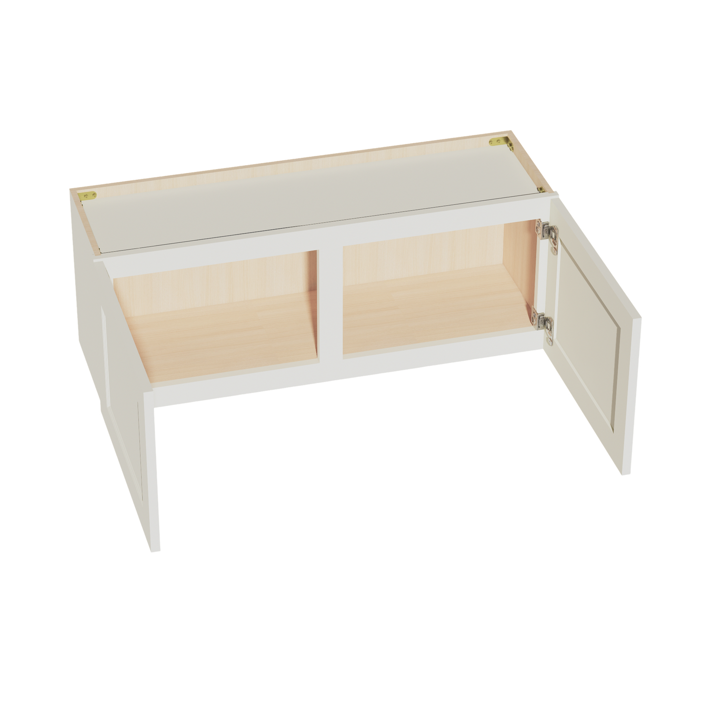 TW-W3915: Creamy White Shaker 39"W x 15"H 2 Doors Standard Wall Bridge Cabinet