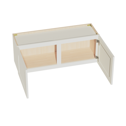 TW-W3915: Creamy White Shaker 39"W x 15"H 2 Doors Standard Wall Bridge Cabinet