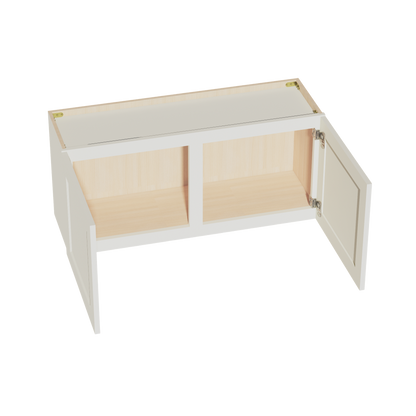 TW-W3918: Creamy White Shaker 39"W x 18"H 2 Doors Standard Wall Bridge Cabinet