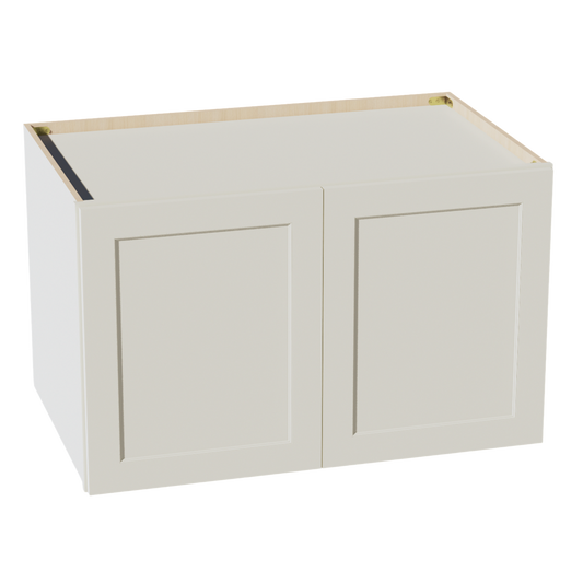 TW-W392424: Creamy White Shaker 39"W x 24"H x 24"D 2 Doors & 1 Shelf Standard Bridge Wall Cabinet