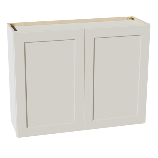 TW-W3930: Creamy White Shaker 39"W x 30"H 2 Doors & 2 Shelves Standard Wall Cabinet