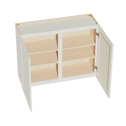 TW-W3930: Creamy White Shaker 39"W x 30"H 2 Doors & 2 Shelves Standard Wall Cabinet