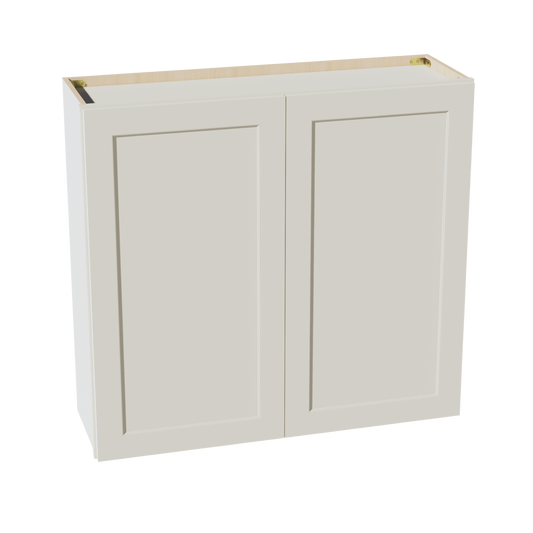 TW-W3936: Creamy White Shaker 39"W x 36"H 2 Doors & 2 Shelves Standard Wall Cabinet