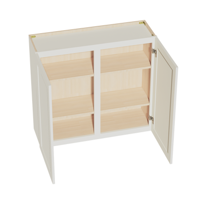 TW-W3936: Creamy White Shaker 39"W x 36"H 2 Doors & 2 Shelves Standard Wall Cabinet