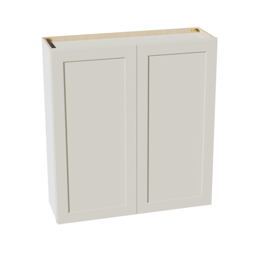 TW-W3942: Creamy White Shaker 39"W x 42"H 2 Doors & 3 Shelves Standard Wall Cabinet