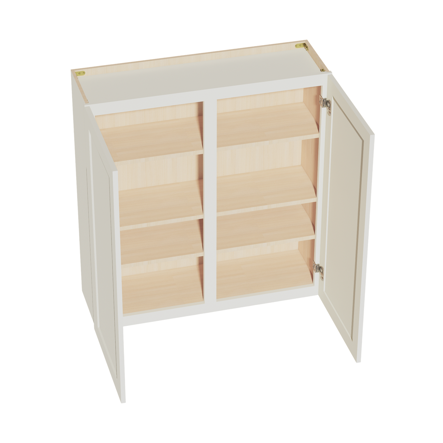 TW-W3942: Creamy White Shaker 39"W x 42"H 2 Doors & 3 Shelves Standard Wall Cabinet