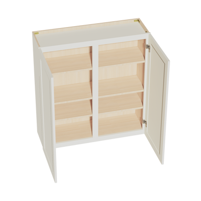 TW-W3942: Creamy White Shaker 39"W x 42"H 2 Doors & 3 Shelves Standard Wall Cabinet