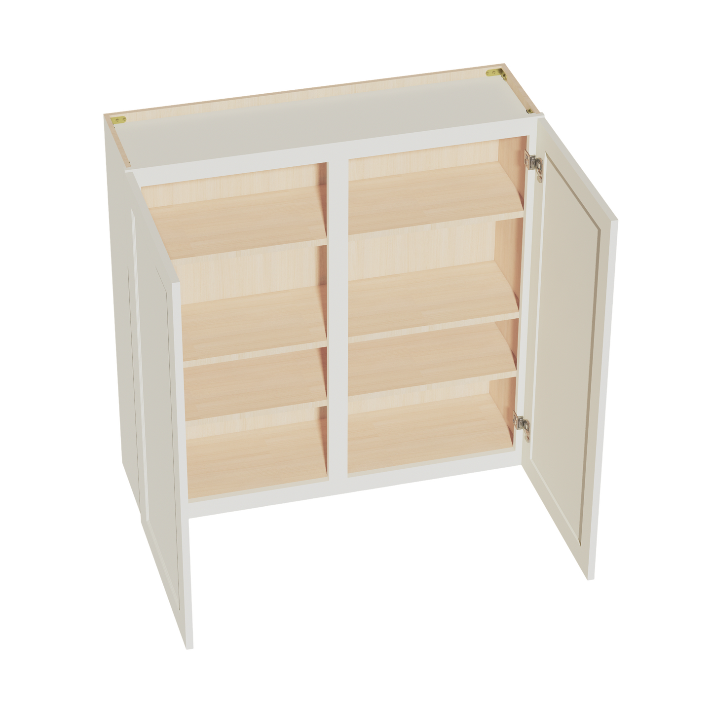 TW-W4242: Creamy White Shaker 42"W x 42"H 2 Doors & 3 Shelves Standard Wall Cabinet