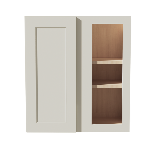 TW-WBC2730: Creamy White Shaker 27"W x 30"H 1 Door & 2 Shelves Wall Blind Corner Cabinets