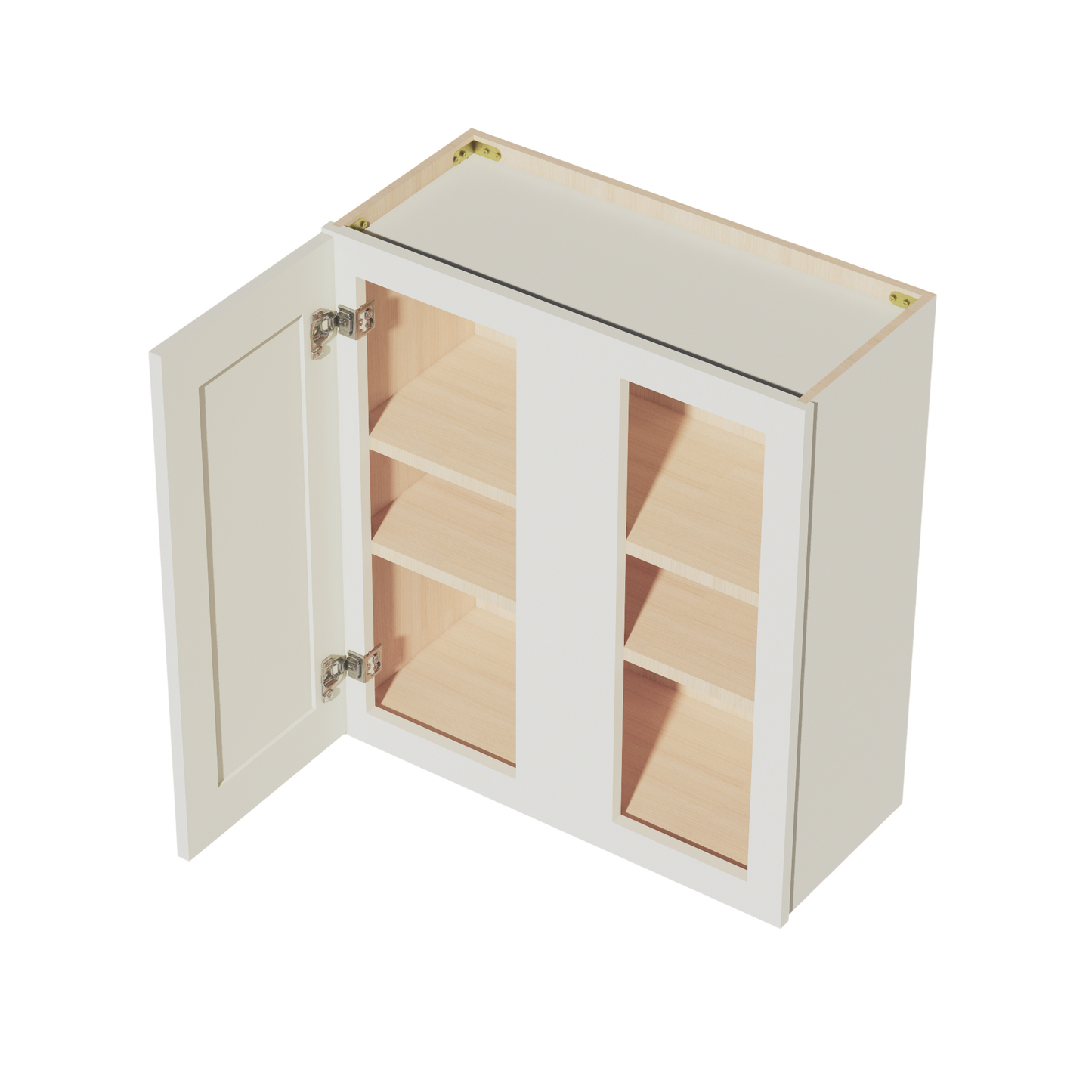 TW-WBC2730: Creamy White Shaker 27"W x 30"H 1 Door & 2 Shelves Wall Blind Corner Cabinets