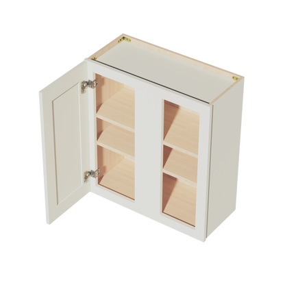 TW-WBC2730: Creamy White Shaker 27"W x 30"H 1 Door & 2 Shelves Wall Blind Corner Cabinets