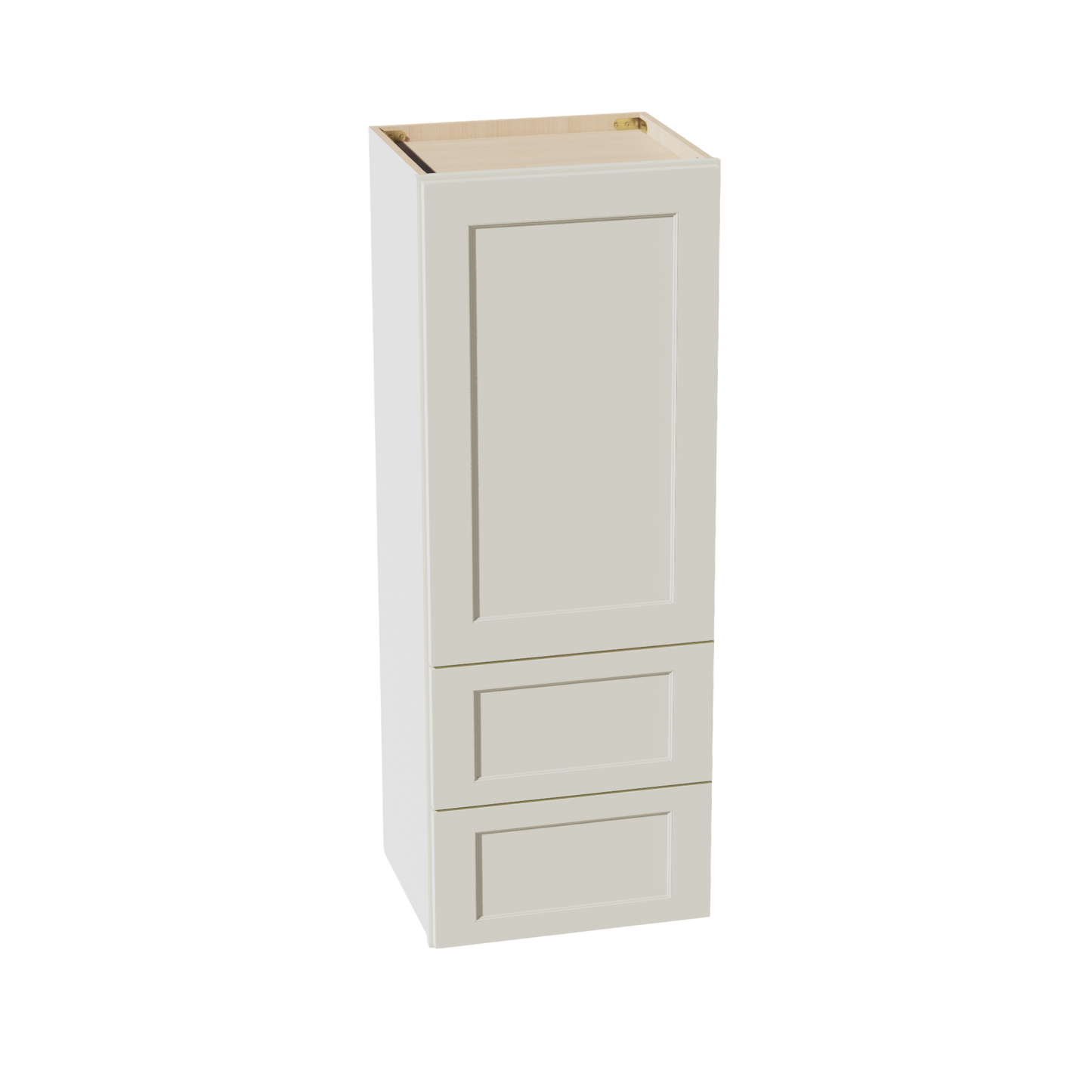 TW-WD1848: Creamy White Shaker 18"W x 48"H 1 Door & 2 Drawers Special Wall Cabinet