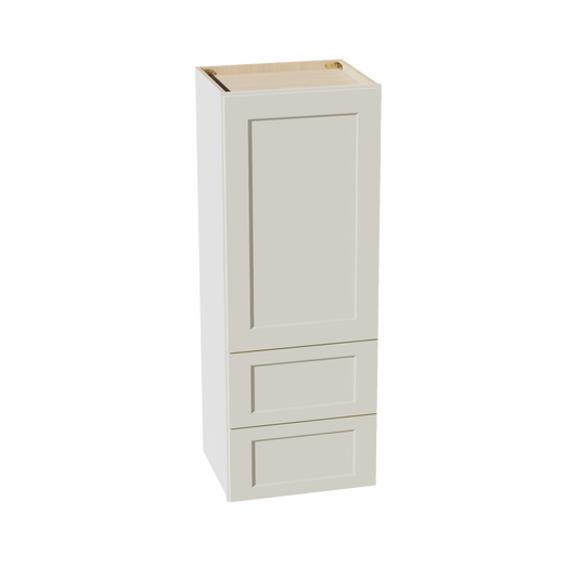 TW-WD1848: Creamy White Shaker 18"W x 48"H 1 Door & 2 Drawers Special Wall Cabinet