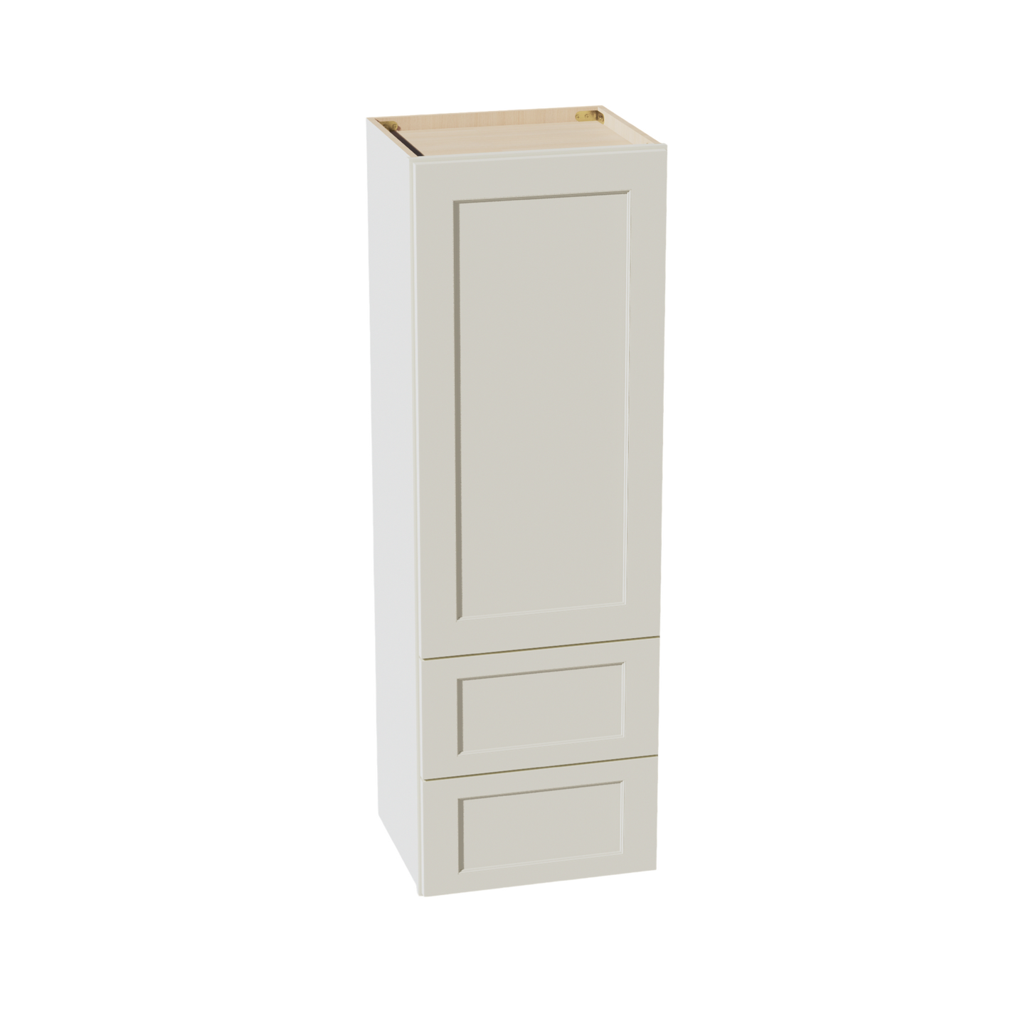 TW-WD1854: Creamy White Shaker 18"W x 54"H 1 Door & 2 Drawers Special Wall Cabinet