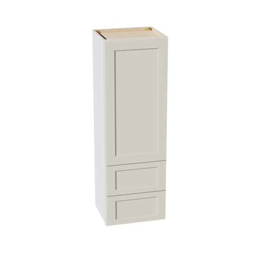 TW-WD1854: Creamy White Shaker 18"W x 54"H 1 Door & 2 Drawers Special Wall Cabinet