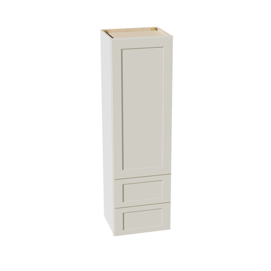 TW-WD1860: Creamy White Shaker 18"W x 60"H 1 Door & 2 Drawers Special Wall Cabinet