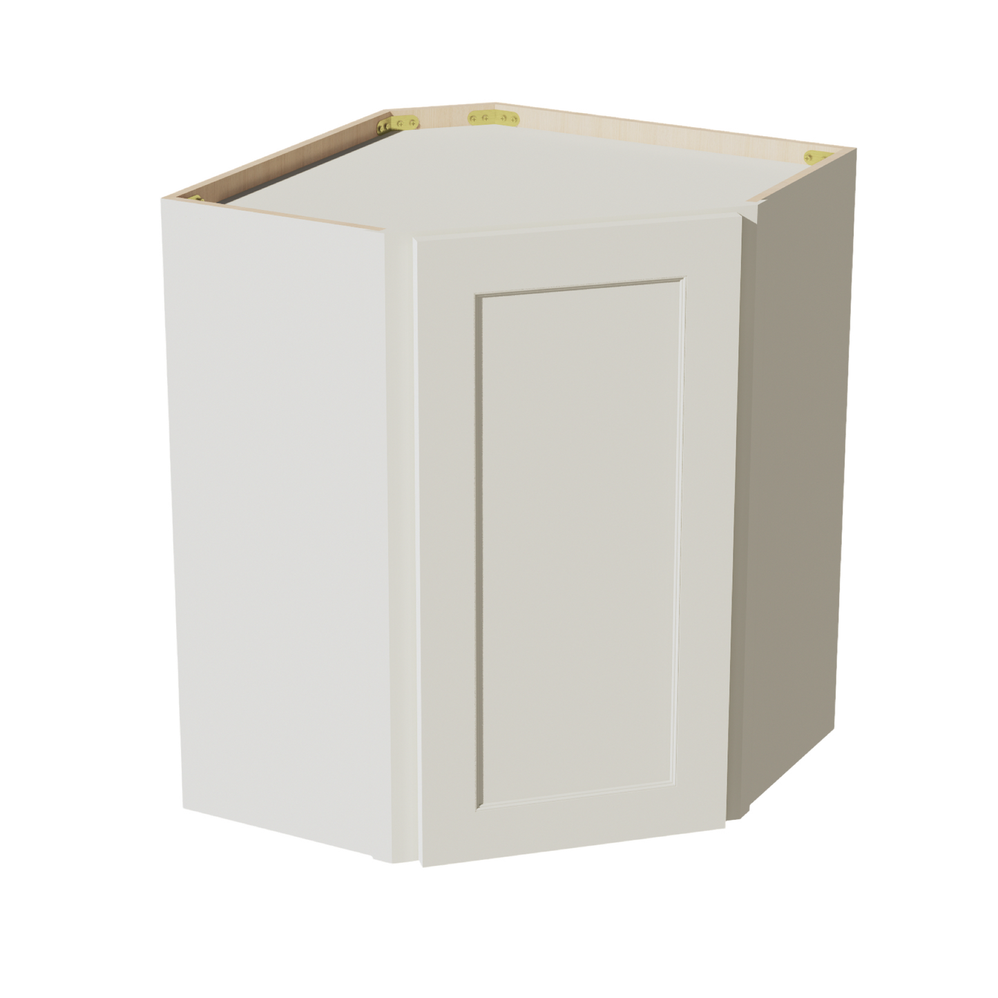 TW-WDC2430: Creamy White Shaker 24"W x 30"H 1 Door & 2 Shelves Diagonal Wall Corner Cabinet