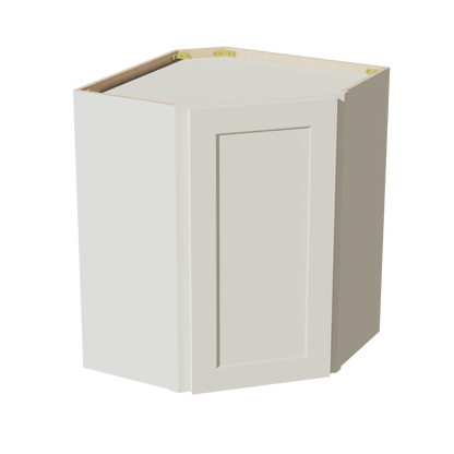 TW-WDC2430: Creamy White Shaker 24"W x 30"H 1 Door & 2 Shelves Diagonal Wall Corner Cabinet