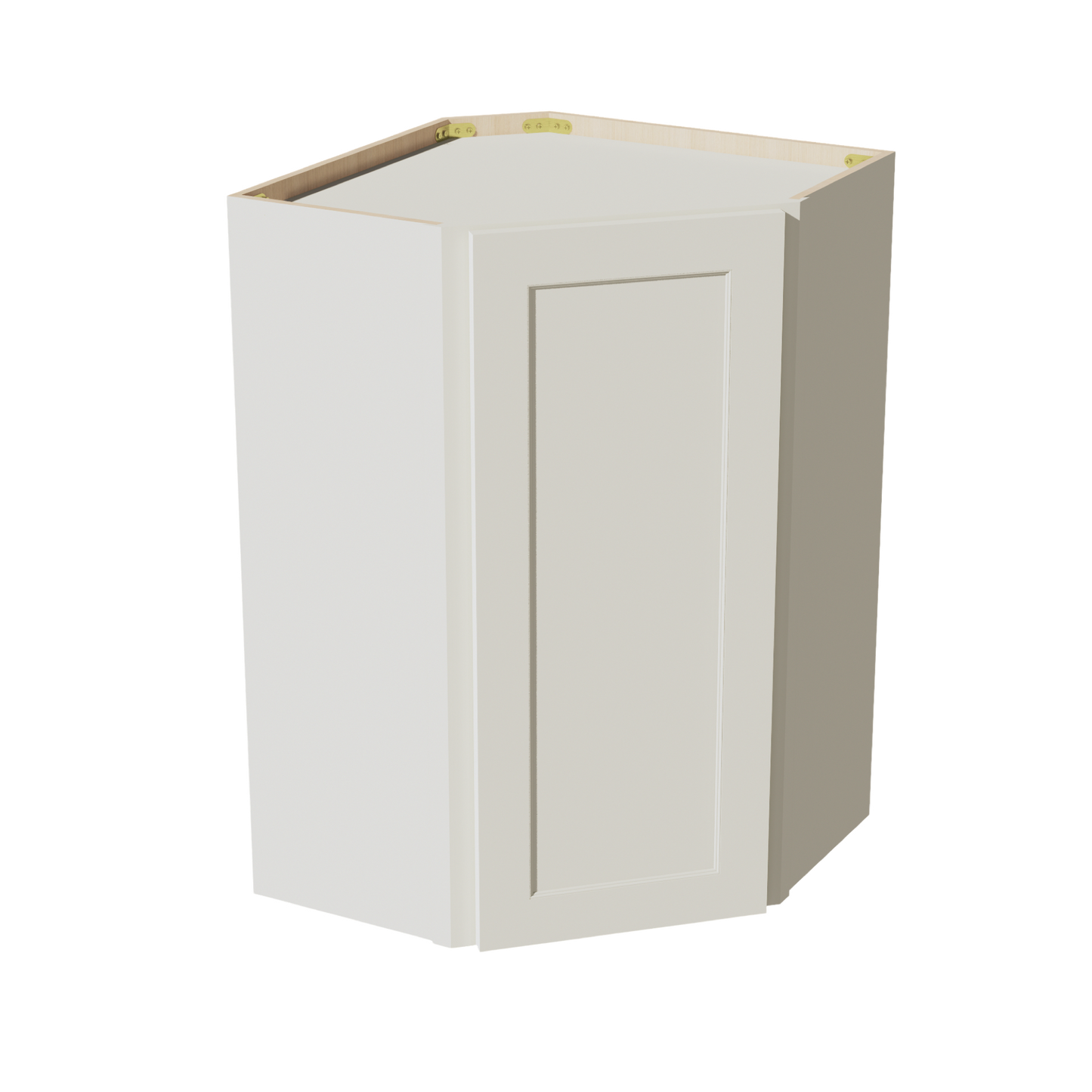 TW-WDC2436: Creamy White Shaker 24"W x 36"H 1 Door & 2 Shelves Diagonal Wall Corner Cabinet