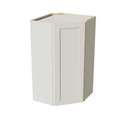 TW-WDC2442: Creamy White Shaker 24"W x 42"H 1 Door & 2 Shelves Diagonal Wall Corner Cabinet