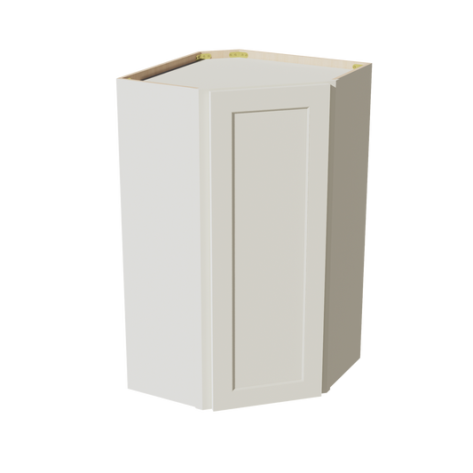 TW-WDC2442: Creamy White Shaker 24"W x 42"H 1 Door & 2 Shelves Diagonal Wall Corner Cabinet