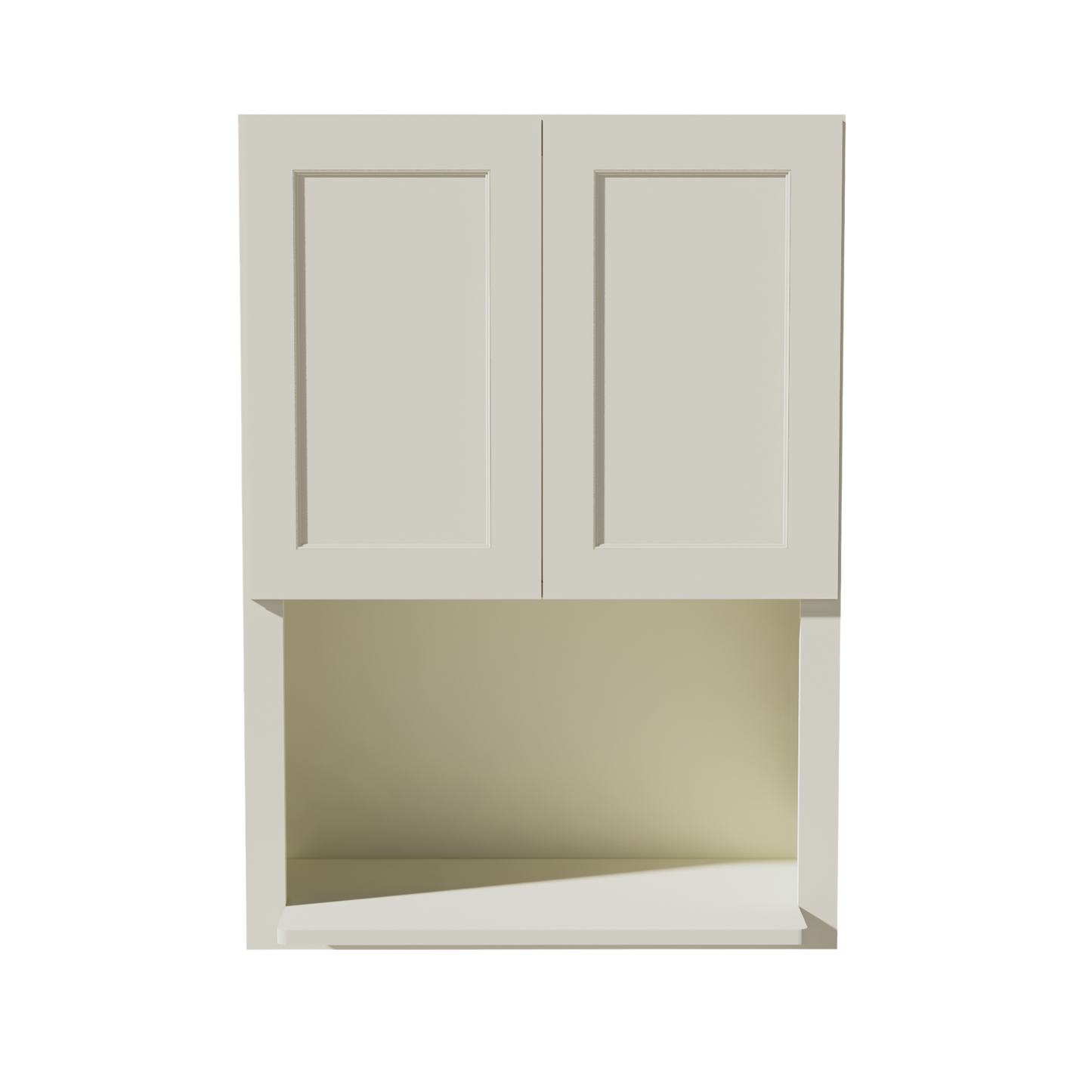 TW-WM3042: Creamy White Shaker 30"W x 42"H 2 Door & 1 Shelf Wall Built-in Microwave Cabinets