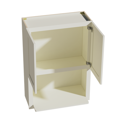 TW-WM3042: Creamy White Shaker 30"W x 42"H 2 Door & 1 Shelf Wall Built-in Microwave Cabinets